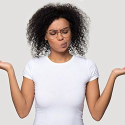 Woman contemplating Cosmetic Dentistry whitening procedure - Dallas, TX